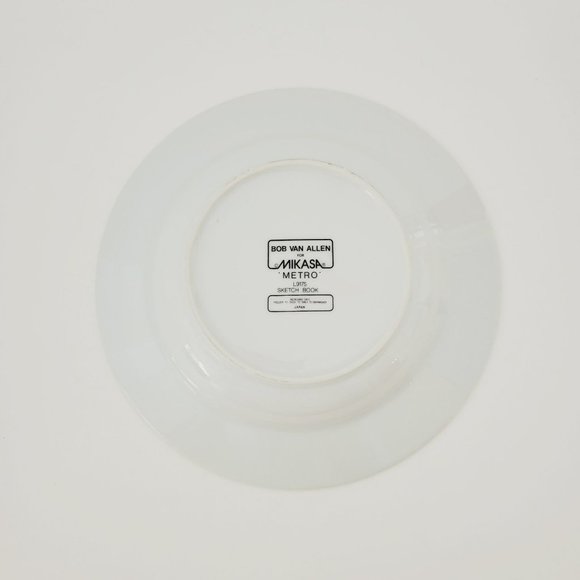 Mikasa Sketch Book Large Rim Soup Bowls (2) Summer Wild Flower, Japan c.1980s - Picture 6 of 10